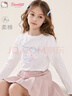 Hello Kitty兒童長(cháng)袖t恤女童圓領(lǐng)打底衫中大童上衣秋裝 G021茉莉白 130cm  曬單實(shí)拍圖