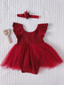 哈羅小黃鴨HAL.DUCK嬰兒蓬蓬裙夏季百日宴紅色紗裙周歲女寶寶禮服公主裙 酒紅色 66 cm 曬單實(shí)拍圖