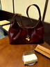 南風(fēng)Chio2nd頓河秋陽(yáng)托特包包女款酒紅色復古褶皺腋下包單肩斜挎包 酒紅色【現貨】 曬單實(shí)拍圖