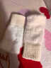 米囹保暖毛線(xiàn)半指手套女冬季毛絨針織護手腕漏指百搭觸屏辦公學(xué)生寫(xiě)字 奶白色-均碼 曬單實(shí)拍圖