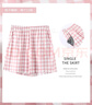 浪莎100%純棉格子睡褲女夏季日系少女棉外穿遛彎褲百搭薄款家居短褲 藍色+粉色 L 建議100-120斤 曬單實(shí)拍圖