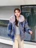 粟茝牛仔皮草拼接外套2024冬新款派克羽絨服女狐貍毛領(lǐng)寬松休閑款鵝絨 牛仔藍 S 105-130斤 曬單實(shí)拍圖