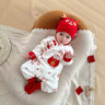 G.DUCKKIDS滿(mǎn)月寶寶衣服純棉男女新生兒連體衣紅百天嬰兒衣服秋冬喜慶春秋款 紅單層神龍帶福--含帽+襪 春秋款 66cm 曬單實(shí)拍圖