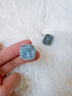 伊燦日韓方形鋯石水鉆耳釘女小眾設計感高級耳環(huán)2025新款爆款輕奢耳飾 藍色 曬單實(shí)拍圖