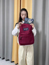 jansport杰斯伯雙肩包男女大容量電腦背包高中初中大學(xué)生書包旅行 葡萄紫酒紅+隔層+側(cè)袋 曬單實拍圖