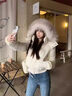 鹿王戀雪羊羔毛領(lǐng)羽絨棉服女冬季2025新款高級感加厚保暖短款棉襖棉衣外套 米白色 L 曬單實(shí)拍圖