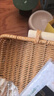 靜閑居零食盤(pán)托盤(pán)水果籃面包托盤(pán)茶點(diǎn)藤編籃編制盤(pán)藤編收納筐火鍋配菜盤(pán) 仿藤編帶把手托盤(pán)【大號】 曬單實(shí)拍圖