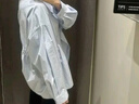 UR2025秋季新款女裝設(shè)計感抽褶寬松長袖開襟襯衫UYY250015 淺藍 S 曬單實拍圖