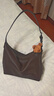 裘真【明星推薦】經(jīng)典hobo包植鞣牛皮腋下通勤休閑餃子女包 咖啡色-小號 小包/大包 曬單實(shí)拍圖