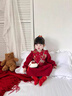 女寶拜年服女童冬季加絨漢服連衣裙嬰兒周歲禮服紅色新年旗袍唐裝 酒紅色漢服裙 73 cm 曬單實(shí)拍圖