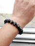 周大生黑曜石手串黑色珠子手鏈串珠正品送男生生日禮物 黑曜石手串約10mm 曬單實(shí)拍圖