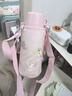 膳魔師（THERMOS）兒童保溫杯小學(xué)生開(kāi)學(xué)必備吸管水杯貓狗系列男女水壺600ml粉 曬單實(shí)拍圖