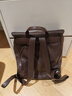 裘真植鞣羊皮信使系列豎款雙肩包大容量上班通勤休閑背包新款 咖啡色 曬單實(shí)拍圖