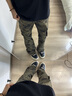 卡圖弛美式高街設計感迷彩褲子男夏季潮流復古直筒hiphop微喇工裝牛仔褲 迷彩 XL 曬單實(shí)拍圖
