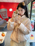 韓璐嬌（hanlujiao）甜美可愛(ài)蝴蝶結刺繡粉色羽絨棉服女2025冬季新款小個(gè)子短款面包服 粉色 M 曬單實(shí)拍圖