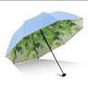 天堂傘女晴雨傘兩用小清新太陽(yáng)傘雙層防曬遮陽(yáng)傘防紫外線(xiàn)黑膠 藍色（雙層傘布）樹(shù)葉 曬單實(shí)拍圖