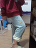 棉致臘腸狗刺繡加絨加厚直筒牛仔褲女秋冬季寬松顯瘦闊腿休閑褲子女 9091藍色【加絨高品質(zhì)】 L 105-120斤 曬單實(shí)拍圖
