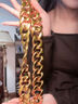飾薇土豪大金鏈子道具假金仿金金鏈不掉色男搞笑直播間塑料仿真金項鏈 金色【寬3.5cm×長(cháng)80cm】 曬單實(shí)拍圖