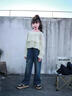 卡兔藍貓女童牛仔褲加絨新款2024褲子兒童中大童寬松直筒一體絨闊腿褲秋冬 藍色加絨 160 曬單實(shí)拍圖