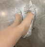 ZHR送女友高跟鞋女細跟尖頭氣質(zhì)淺口單鞋女蝴蝶結婚鞋 Y716 銀色 35 曬單實(shí)拍圖