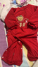 拉比嬰兒連體衣新生兒衣服夾棉保暖綁帶喜慶爬服寶寶2025秋冬裝0-6月 紅色 66cm 曬單實拍圖