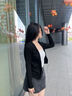 NAOTIEA意大利小帆船長(cháng)袖V領(lǐng)針織衫上衣女2025年新款休閑開(kāi)衫內搭毛衣 黑色 XL （建議120-135斤） 曬單實(shí)拍圖