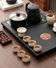 高端小型茶具套裝高檔茶臺燒水壺全自動(dòng)上水一體茶盤(pán)新款烏金瓷石 觀(guān)山電器茶盤(pán)+汝窯茶具 曬單實(shí)拍圖