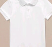 羅蒙男童短袖polo衫校園服飾春夏T恤女童班服 條紋白色短袖POLO衫140 曬單實(shí)拍圖