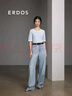 ERDOS 春夏圓領(lǐng)雙提短袖純棉法式文藝復(fù)古修身女套衫針織衫 天青色 M 160/84A 曬單實拍圖