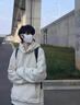 卡圖弛cleanfit重磅紐扣連帽衛衣男春秋季潮流美式高街外套寬松硬挺帽衫 白灰色 XL 曬單實(shí)拍圖