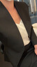 TIE FOR HER 羊毛無(wú)領(lǐng)簡(jiǎn)約設計感百搭高級職場(chǎng)通勤女士西裝外套 黑墨色 S 曬單實(shí)拍圖