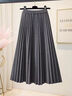 灰色毛呢百褶半身裙女秋冬2025新款梨型身材顯瘦長(cháng)裙復古a字傘裙 灰色 均碼 -建議85-135斤 曬單實(shí)拍圖