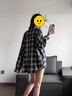 素織錦復古格子襯衫女士夏季女裝2025新款春夏通勤休閑長(cháng)袖開(kāi)衫寬松襯衣 慵懶風(fēng)格子襯衫【藏青色】均碼 曬單實(shí)拍圖