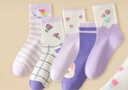 貓人兒童襪子【100%棉+可愛花邊】女童發(fā)育期秋冬寶寶休閑中筒襪子 曬單實(shí)拍圖