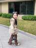G.DUCKKIDS女童秋冬裝外套2024新款寶寶冬季洋氣加絨皮衣兒童上衣小女孩皮草 卡其 140 cm 曬單實(shí)拍圖