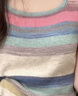 彩虹條紋方領(lǐng)短袖t恤女正肩夏季新款冰絲針織短款上衣超好看BYNT 藍色 M 曬單實(shí)拍圖