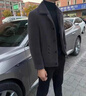 花花公子男士毛呢外套短款金貂絨毛呢大衣男新款加厚秋冬呢子冬季外套外穿 灰色. L 建議105-120斤 曬單實拍圖
