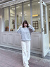 森馬（Semir）牛仔褲女抓毛闊腿褲舒適港風(fēng)冬季2025新款顯腿長(cháng)拖地褲ins潮 奶白10501 M 曬單實(shí)拍圖