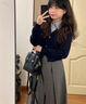 斐特瑪假兩件長袖針織毛衣女2025秋季新款英倫學(xué)院風(fēng)開衫外套上衣女裝 藍(lán)色 M 曬單實(shí)拍圖