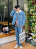 Levi's李維斯25年秋冬新款男士寬松休閑厚外套仿羊羔絨牛仔夾克 淺藍色 L 曬單實(shí)拍圖