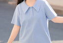 MsShe大碼女裝2025新款夏裝【珠地棉】休閑氣質(zhì)polo領(lǐng)短袖T恤 冰河藍色現貨 2XL 曬單實(shí)拍圖