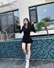 露露lulu Varsity百褶裙女速干網(wǎng)球短裙高腰防走光夏運動(dòng)風(fēng)琴裙子 黑色-禮盒裝 M 4（建議100-110斤） 曬單實(shí)拍圖