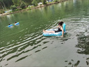 七枝花新款多功能充氣游泳圈楓葉躺椅浮排水上帶杯托夾網(wǎng)浮排躺椅浮床 躺椅浮排【 140x90cm】+充氣泵 曬單實拍圖