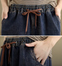 蘑菇同學(xué)大碼女褲大碼牛仔褲女春秋哈倫褲女寬松顯瘦復古休閑百搭九分褲子 圖片色 L【建議115-135斤】 曬單實(shí)拍圖