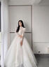 薇戀夢(mèng)嵐婚紗2025新娘主婚紗長(cháng)袖出門(mén)紗法式重工復古蕾絲宮廷風(fēng)迎賓儀式紗 齊地款+頭紗撐 XL 曬單實(shí)拍圖