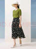 娜爾思（NAERSI）商場(chǎng)同款時(shí)尚黑色印花碎花A字半裙中長(cháng)款女年夏季新款 黑色 XL 曬單實(shí)拍圖