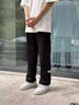 主意范（ZHUYIFAN）胖子大碼230斤褲子男直筒秋冬款工裝褲潮牌大碼直筒闊腿休閑褲 A001-K1050J黑色加絨 XL (175) 130-150斤可穿 曬單實(shí)拍圖