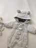 迪士尼（Disney）嬰兒羽絨服小熊連體衣服冬季裝新款男女寶寶外出穿保暖加厚白鴨絨 灰綠色 偏大 cm 66 曬單實拍圖