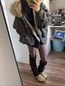 億梵莎棉服女2025新款冬季美式復古新潮流派克加厚羽棉襖絨服女工裝外套 灰綠色 均碼 （可聯(lián)系客服備注碼數） 曬單實(shí)拍圖