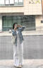 栢啟歆襯衫女上衣女裝外套長(cháng)袖襯衫女格子長(cháng)袖襯衫秋季襯衫寬松休閑外套 淺藍格子【M】 曬單實(shí)拍圖